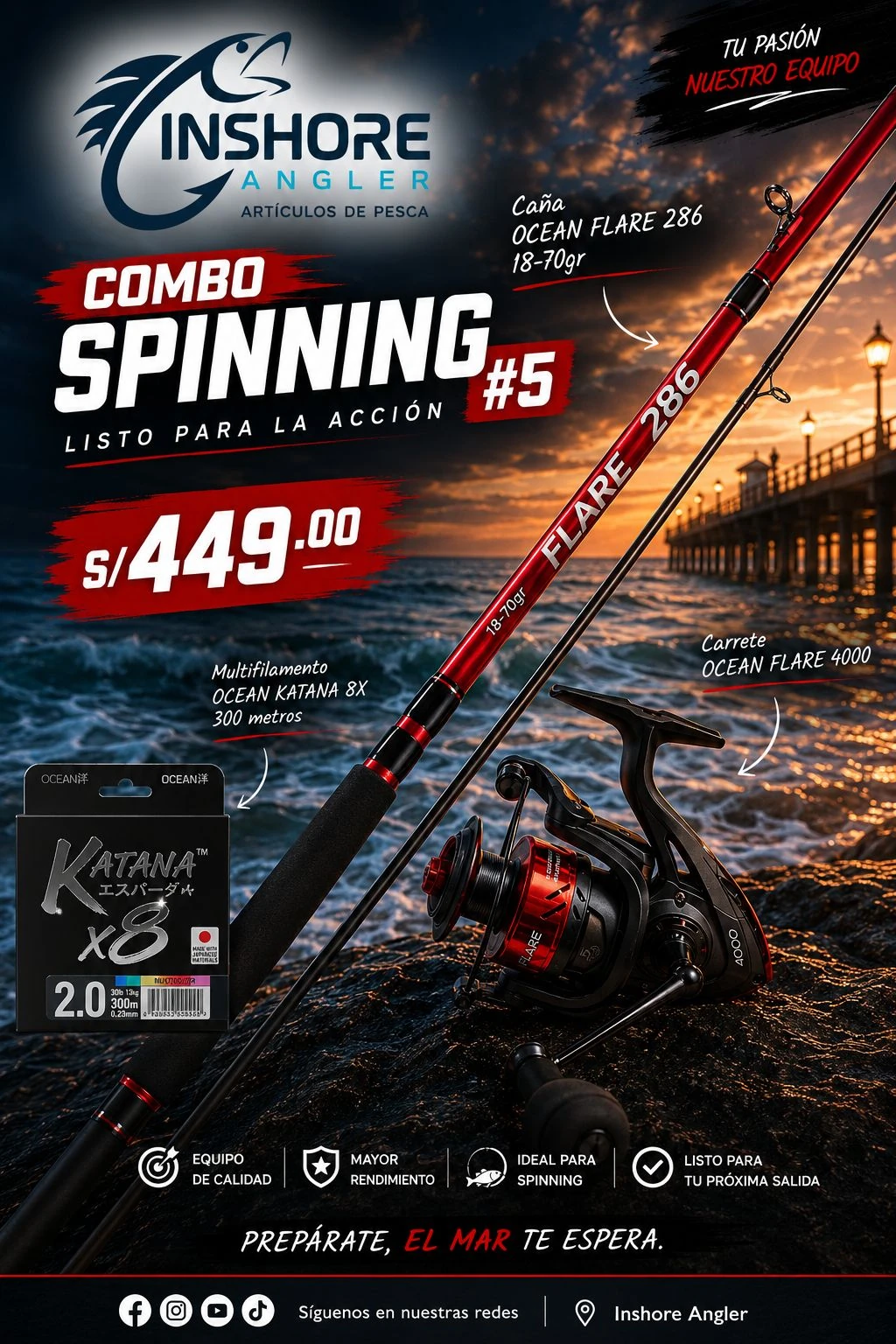 COMBO DE PESCA OCEAN FLARE
