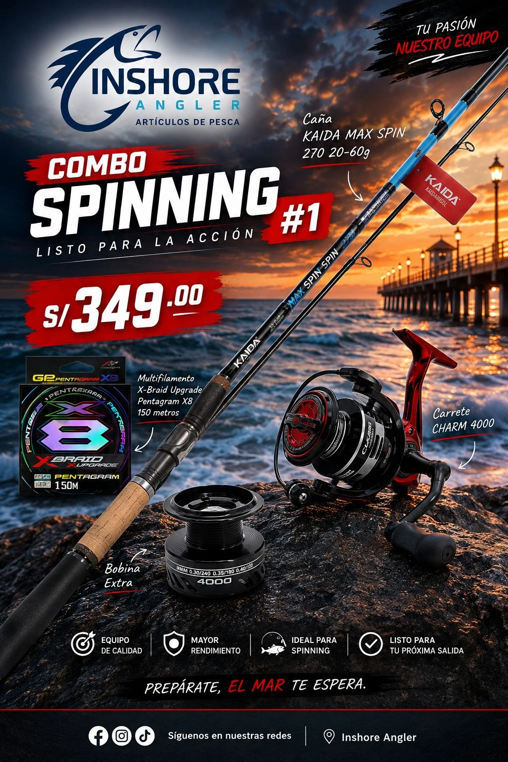 COMBO SPINNING KAIDA MAX SPIN 270 + CHARM 4000