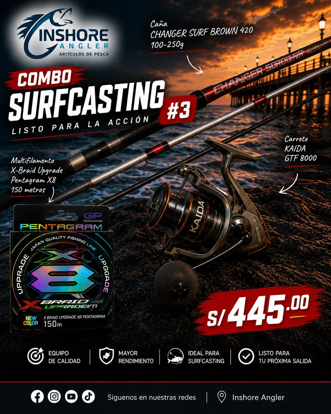 COMBO SURFCASTING CHANGER SURF BROWN 420 + KAIDA