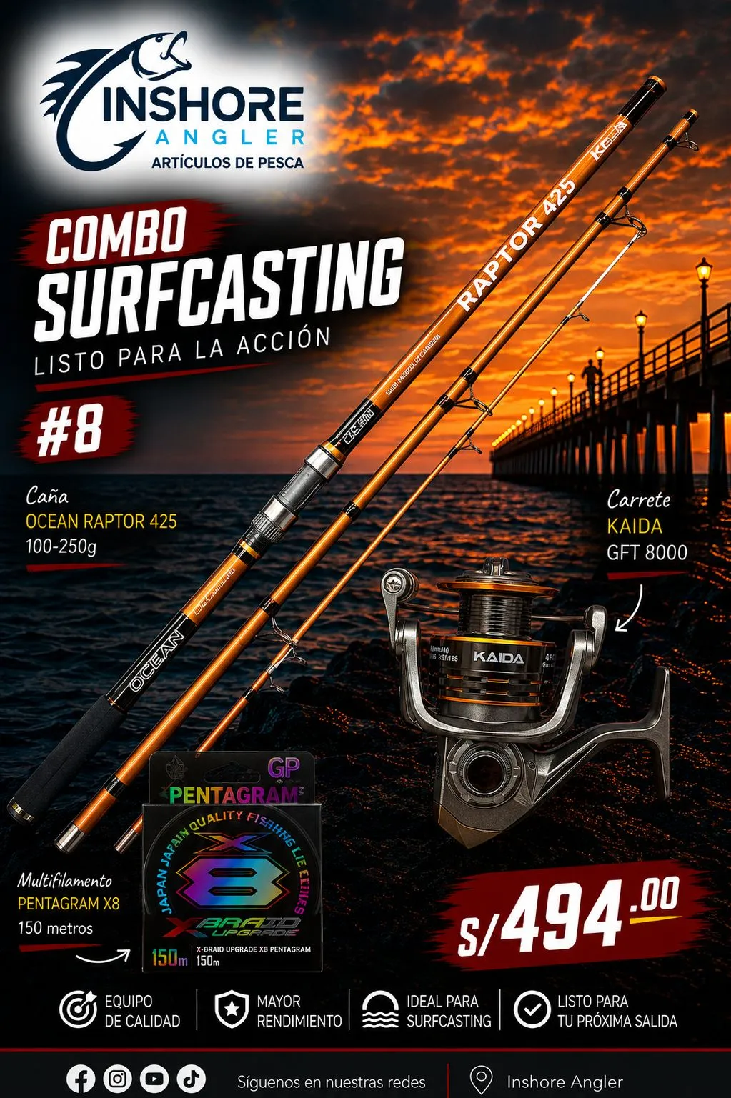 COMBO SURFCASTING OCEAN RAPTOR + KAIDA