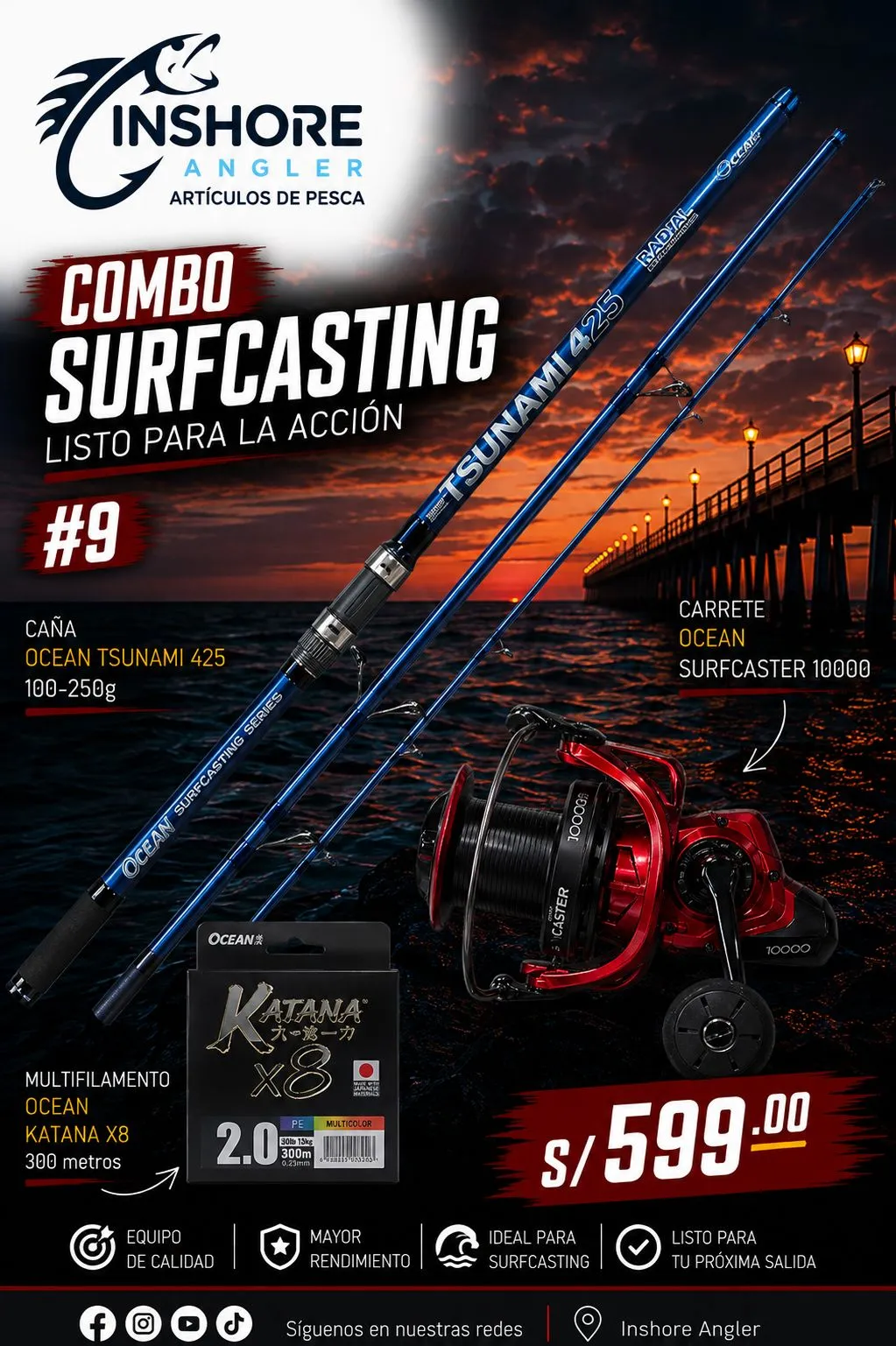 COMBO SURFCASTING OCEAN TSUNAMI + SURFCASTER 10000