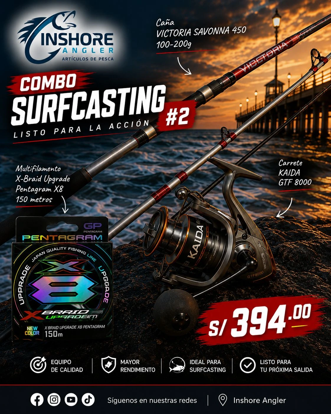 COMBO SURFCASTING VICTORIA SAVONNA 450 + KAIDA
