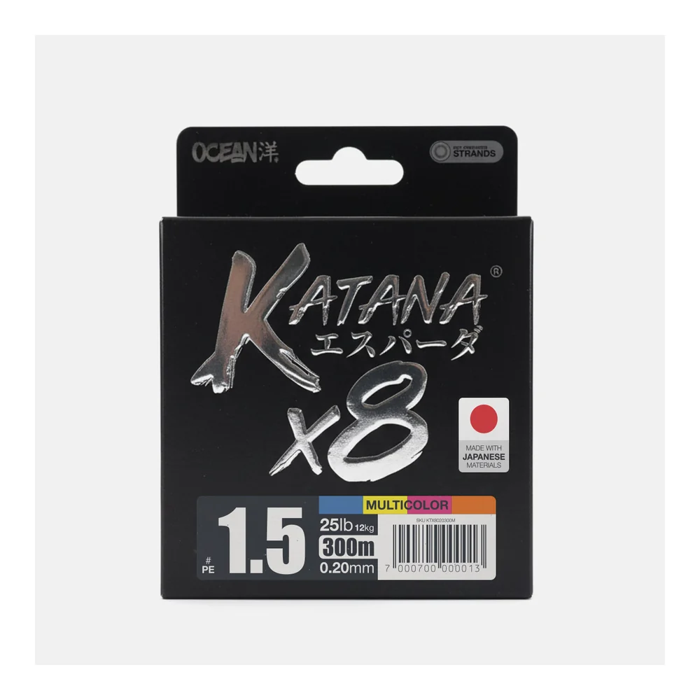 MULTIFILAMENTO OCEAN KATANA 8X 0.20MM 25LB MULTICOLOR X 300M