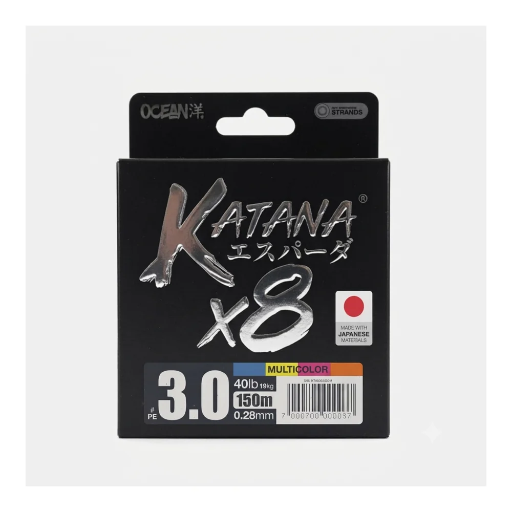 MULTIFILAMENTO OCEAN KATANA 8X 0.28MM 40LB MULTICOLOR X 150M