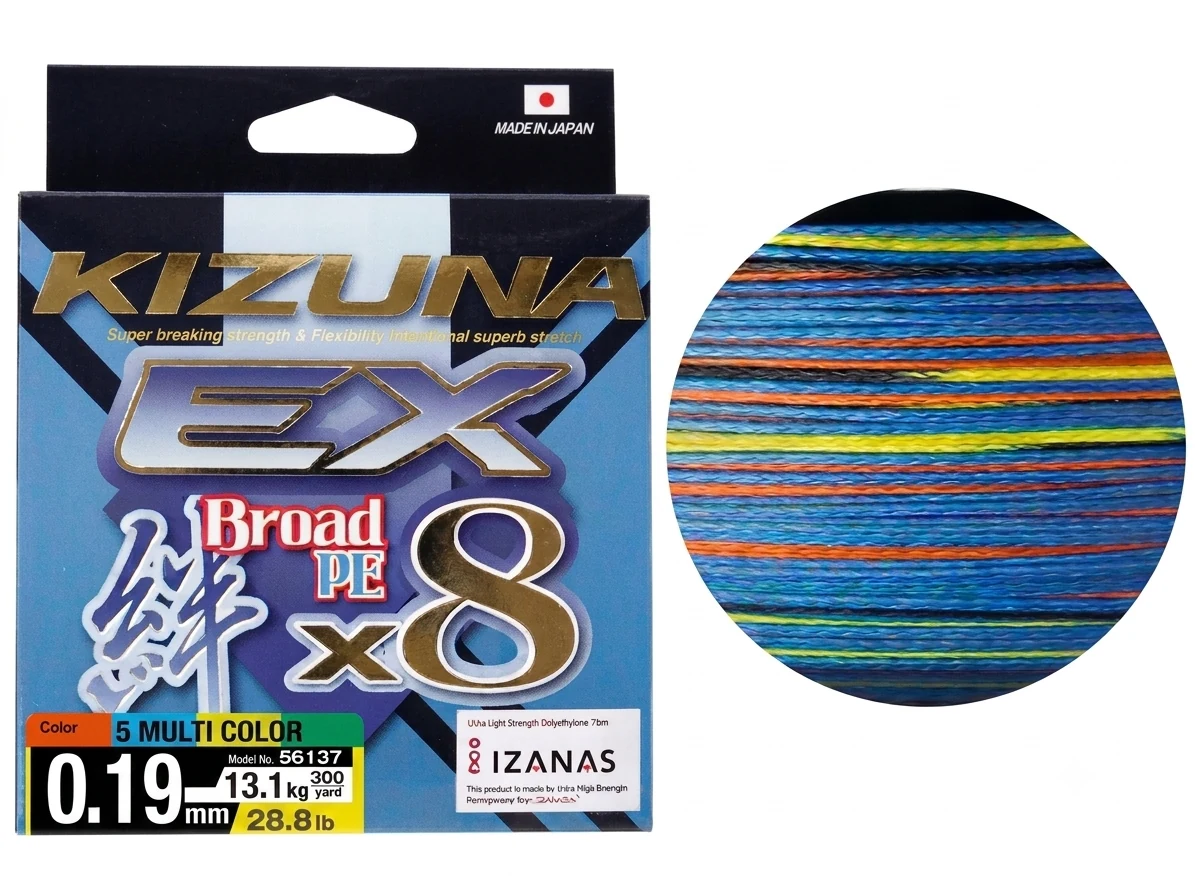 MULTIFILAMENTO OWNER KIZUNA EX BROAD X8 0.19MM 28.8LB MULTICOLOR X 300M