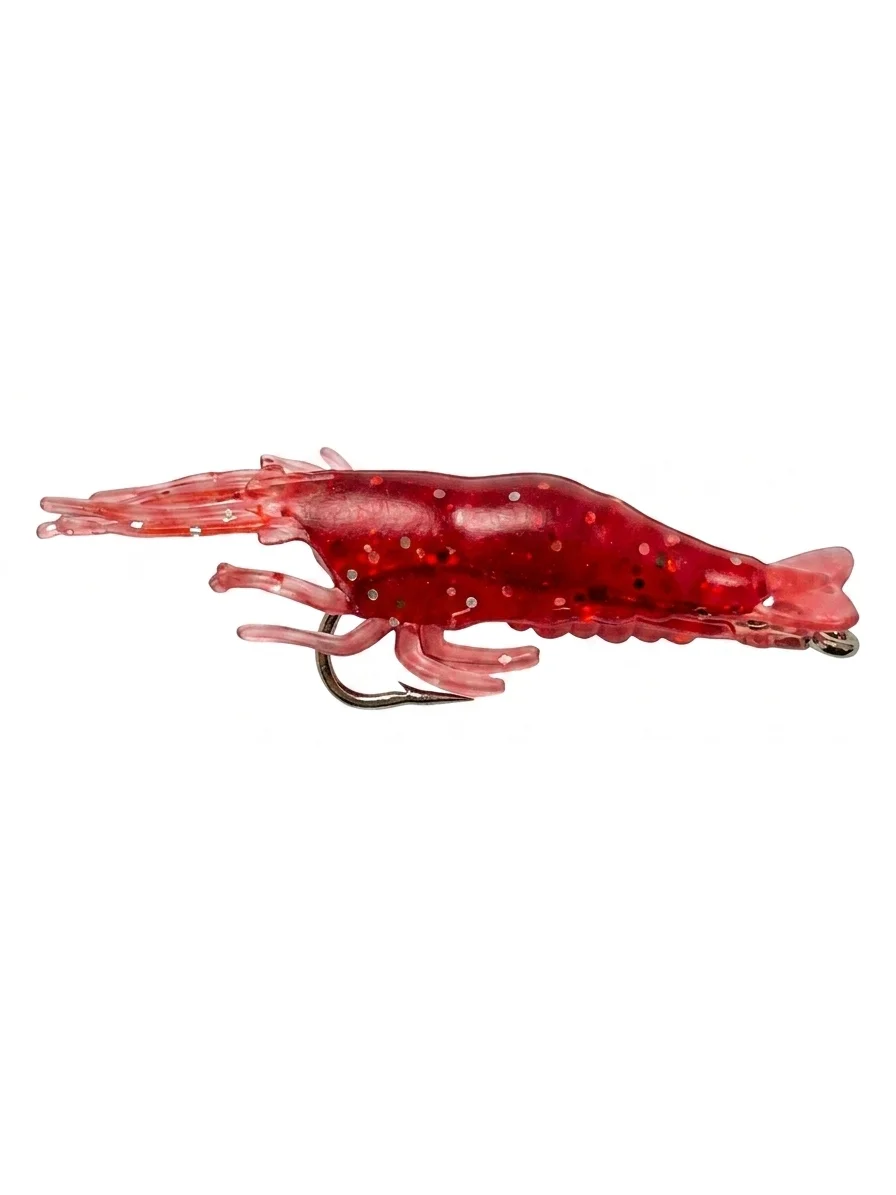 VINILO TIPO CAMARON CON ANZUELO ROJO X10UND